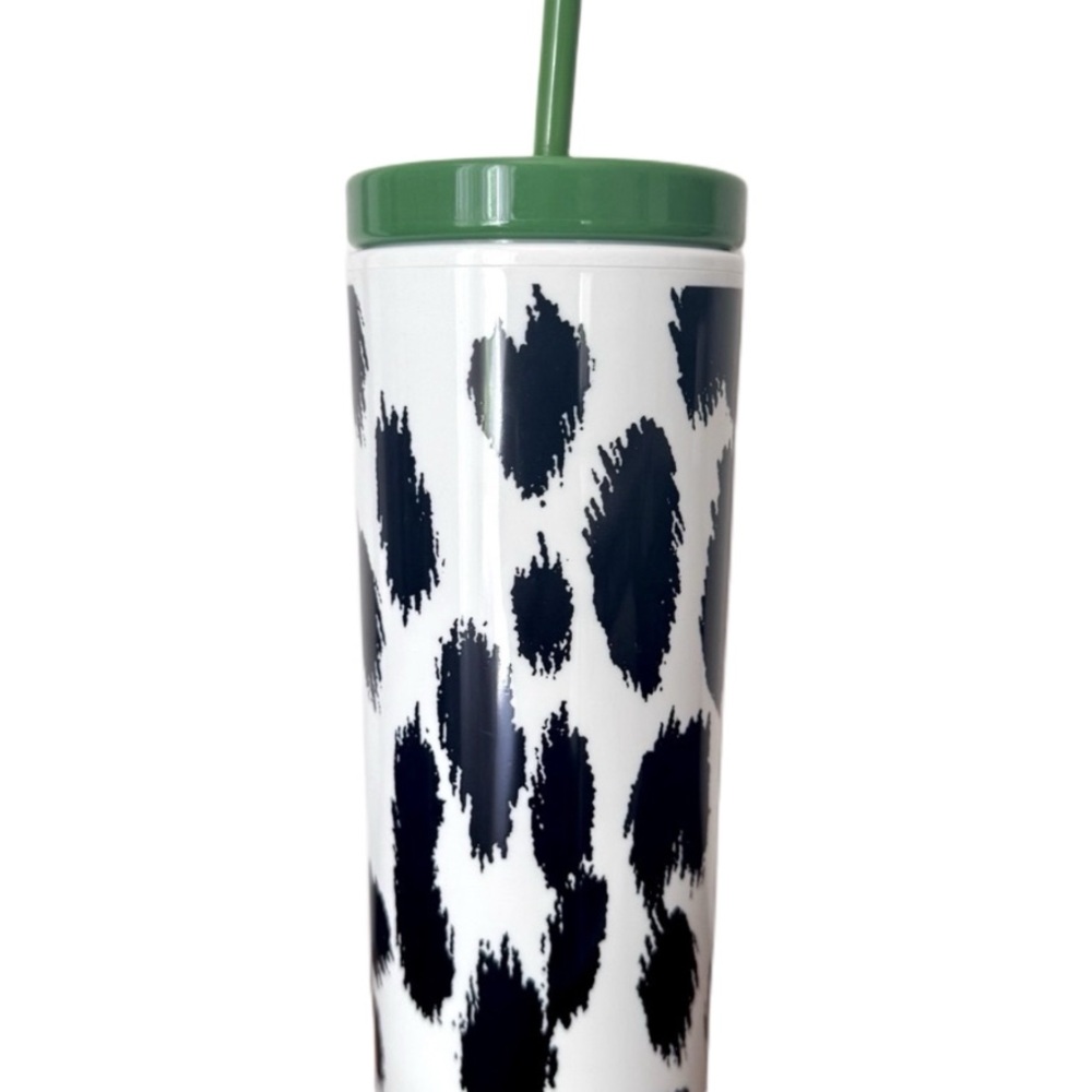New Kate Spade Green, Black & White Leopard Print 24 oz Insulated Tumbler